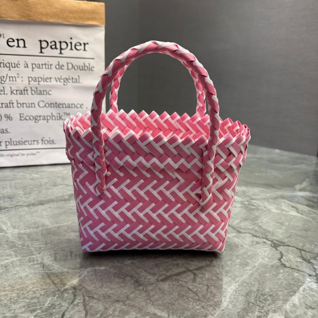 Plastic Woven Handbag Woven Basket Souvenir Basket Bag Beach Women's Bag