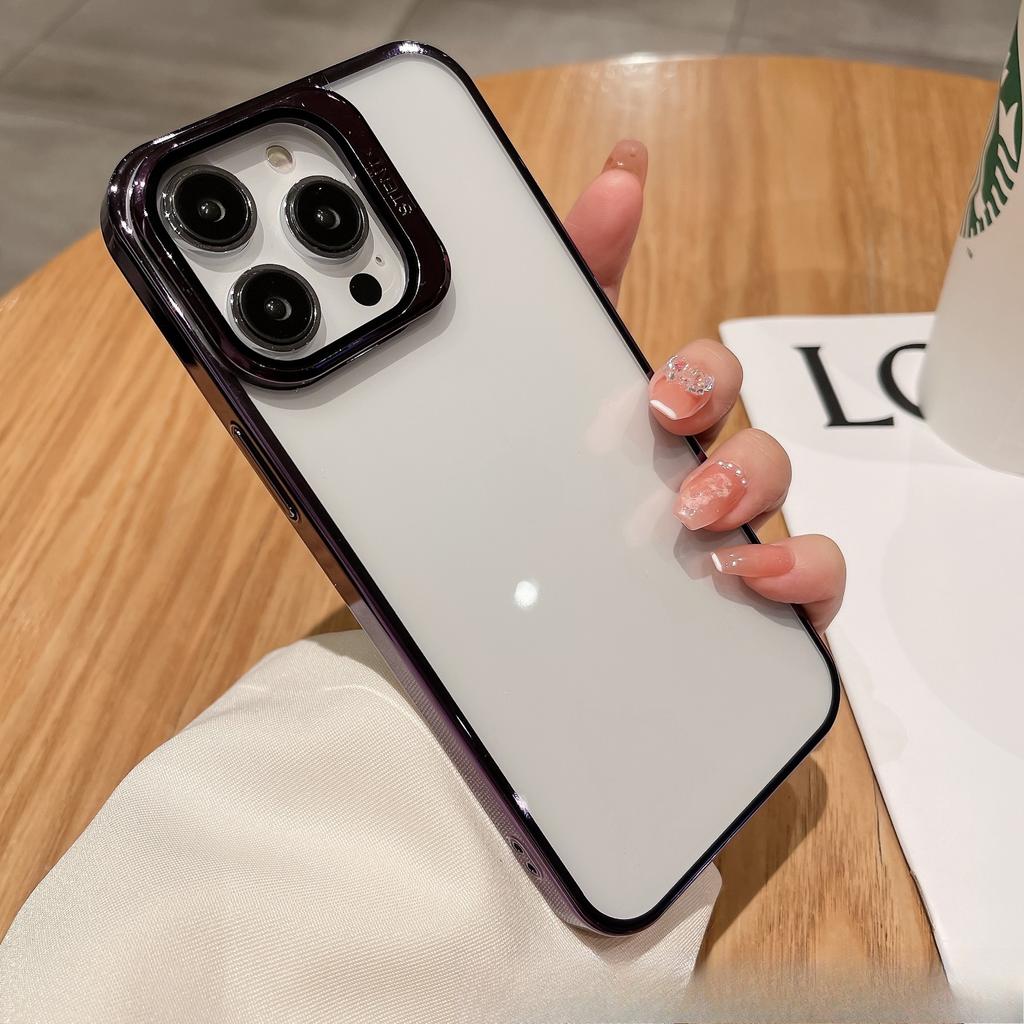 Applicable To IPhone 14 Glasses Bracket Lens Mobile Case Apple 15 Creative 12 Electroplating Transparent PC Hard Case