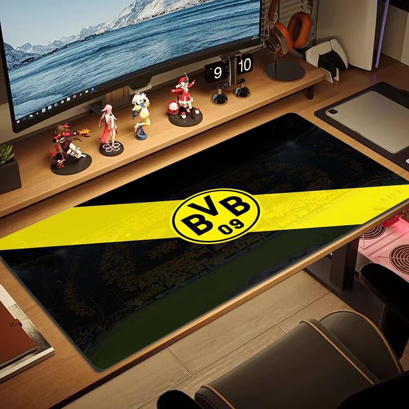 Borussia Dortmund Logo Farbe Mauspads Großes Gaming Tischkissen Rutschfest Laptop Tablet Großes Mauspads XXL Matte Mini PC Spielmatte Mit Verriegeltem Rand