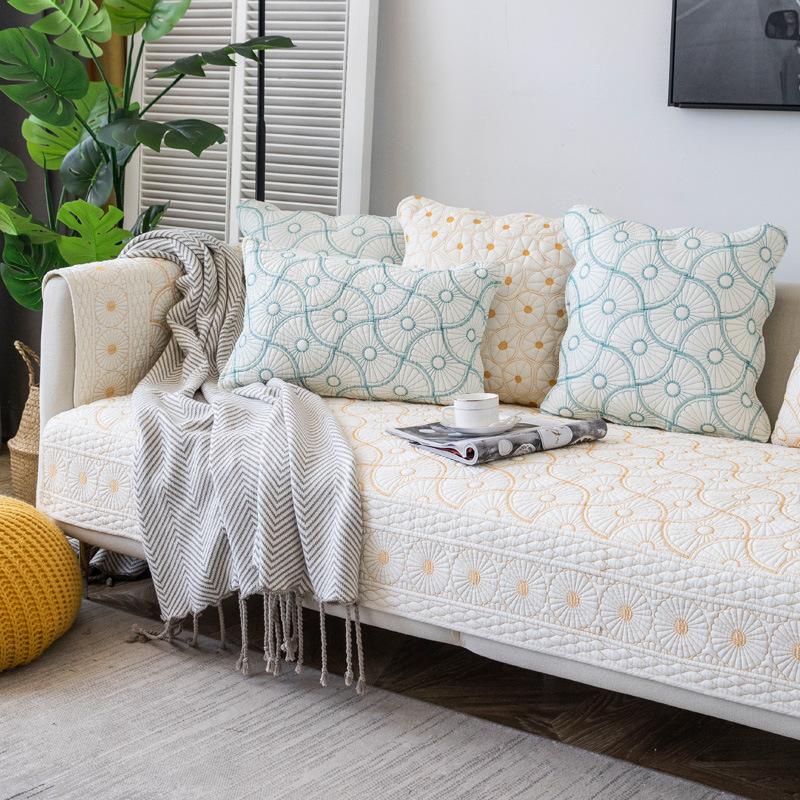 

Простая диванная подушка на все времена года, летний чехол для дивана из чистой хлопчатобумажной ткани, модная нескользящая летняя подушка из чистого хлопка 70*70