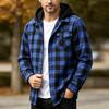 Men's Casual Long Sleeve Plaid Shirt Jacket with Hood and Pockets for Everyday Wear