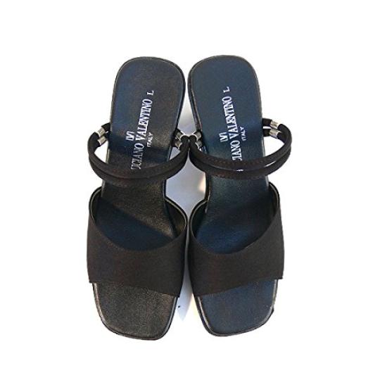 Made in Japan beautiful office satin large [Luciano Valentino] 6.5cm heels, legs, sandals, black, IM3903, women's, black,