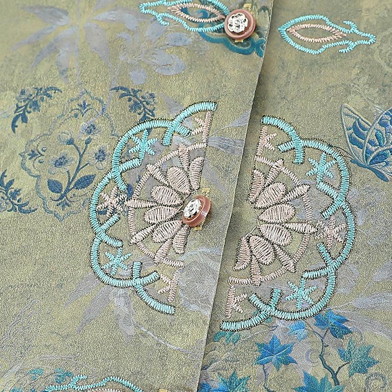 Stylish Chinese-Inspired Summer Top for Elderly Women – Loose Fit, Three-Quarter Sleeves
