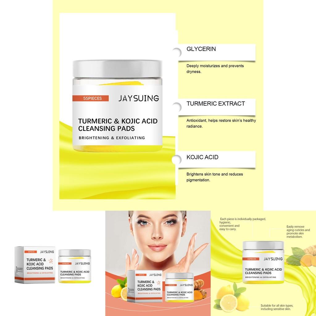 Jaysuing Turmeric Acid Facial Cleansing Pad Gentle Deep Cleanser For Pores And Dark Spots
