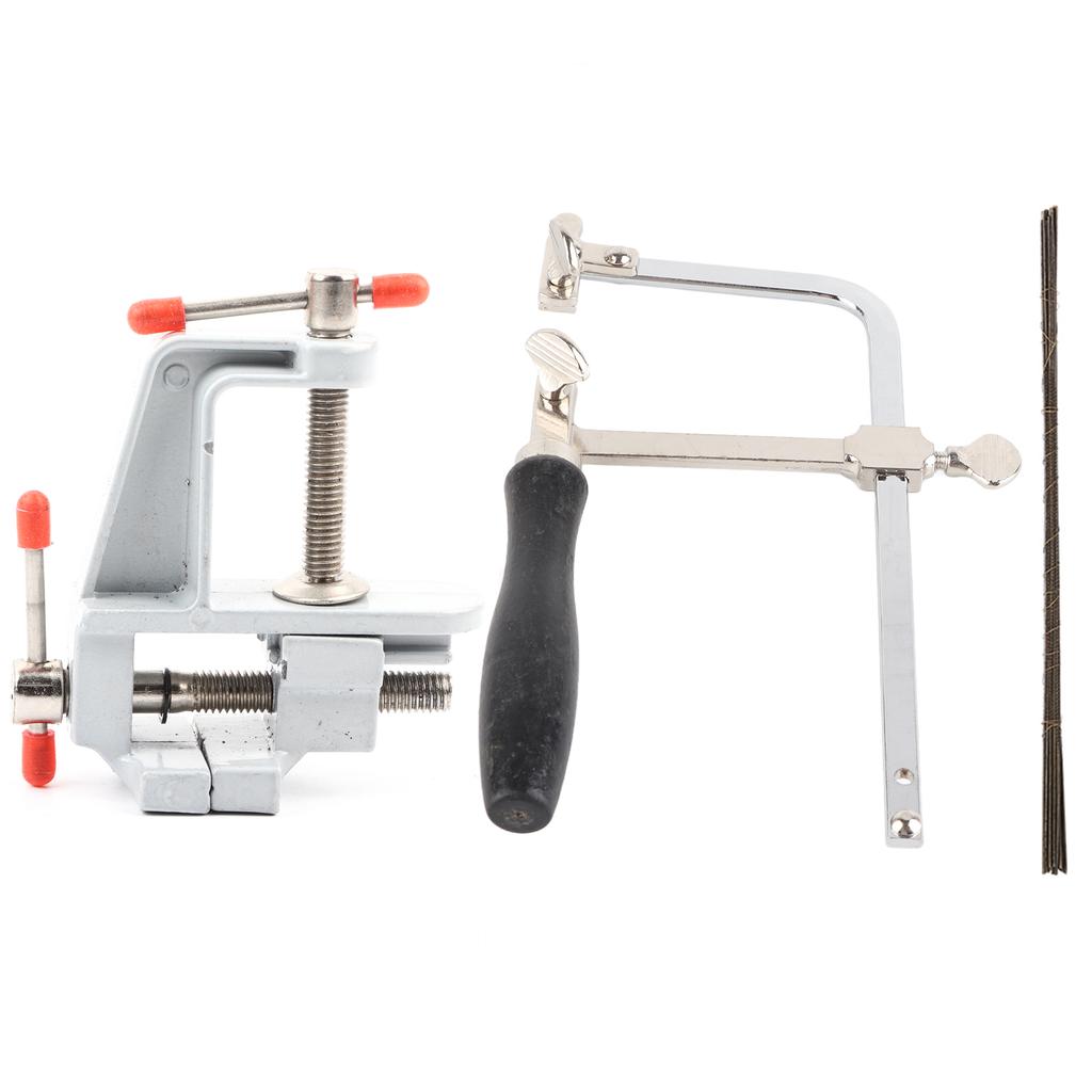Jewelers Sawbow Saw Frame 12 Blades & Mini Bench Vise with Clamp Jewelry Making DIY Craft Tool