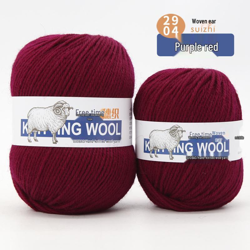 Wool Yarn Hand-Knitted Sweater Scarf Hat - Pure Color Four-Strand Yarn Ball