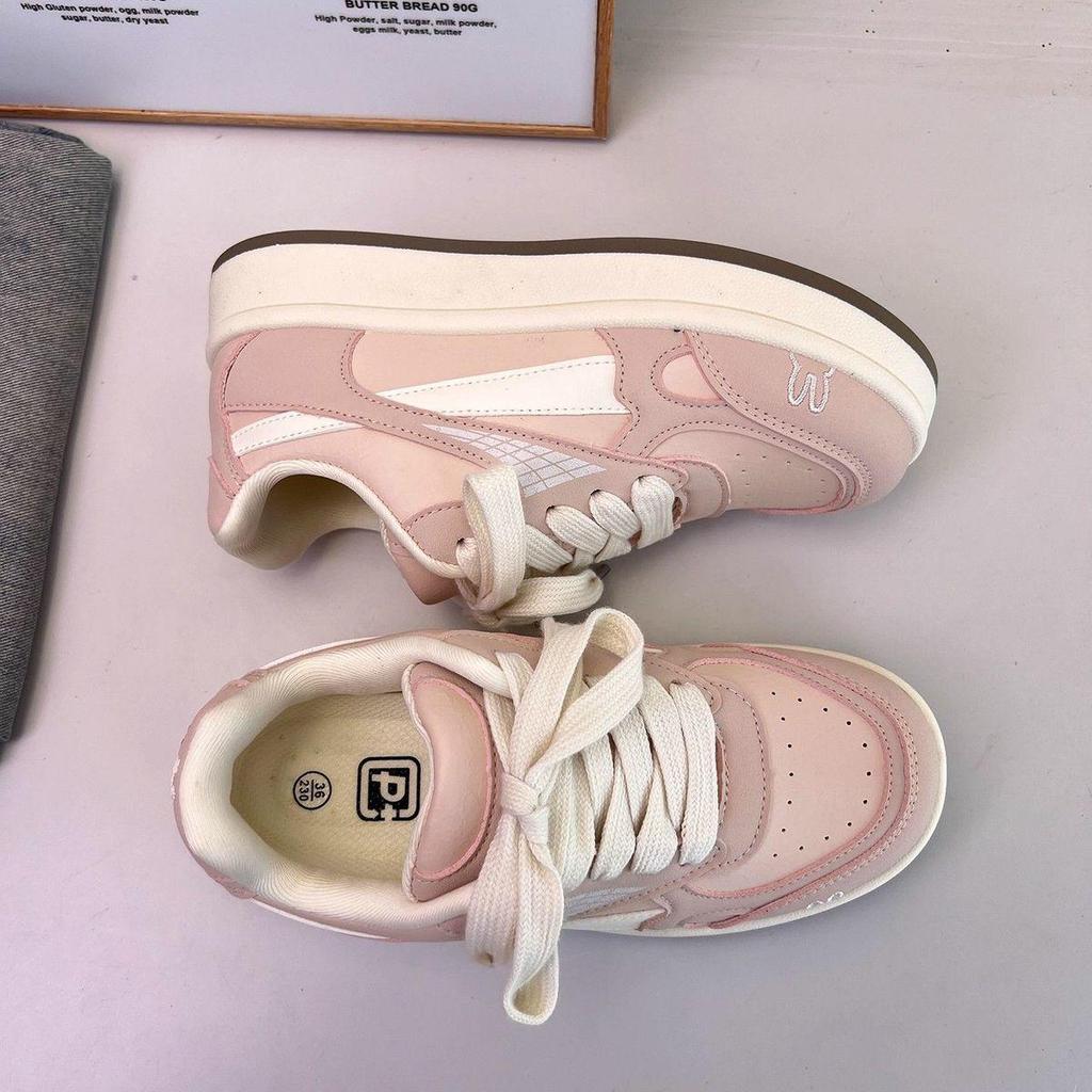 Spring 2026 Women's Pink German Training Shoes with Thick Sole: Fashionable, Versatile Casual Sports Sneakers