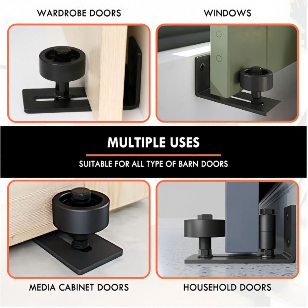 Black Finish Barn Door Floor Guide Flat Bottom Adjustable Roller Stay Roller  Window Rollers