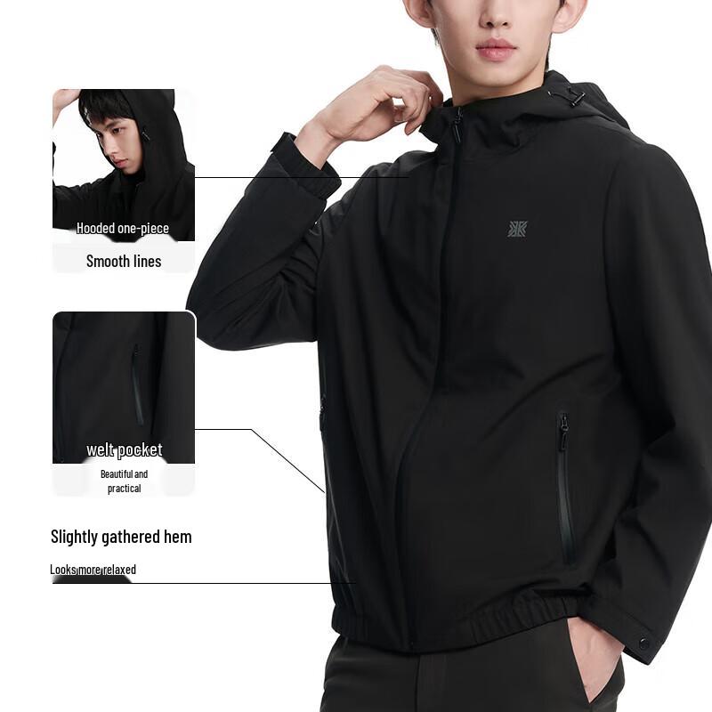 K-Boxing Men's Water-Resistant Hooded Business Casual Jacket NKDN3361
