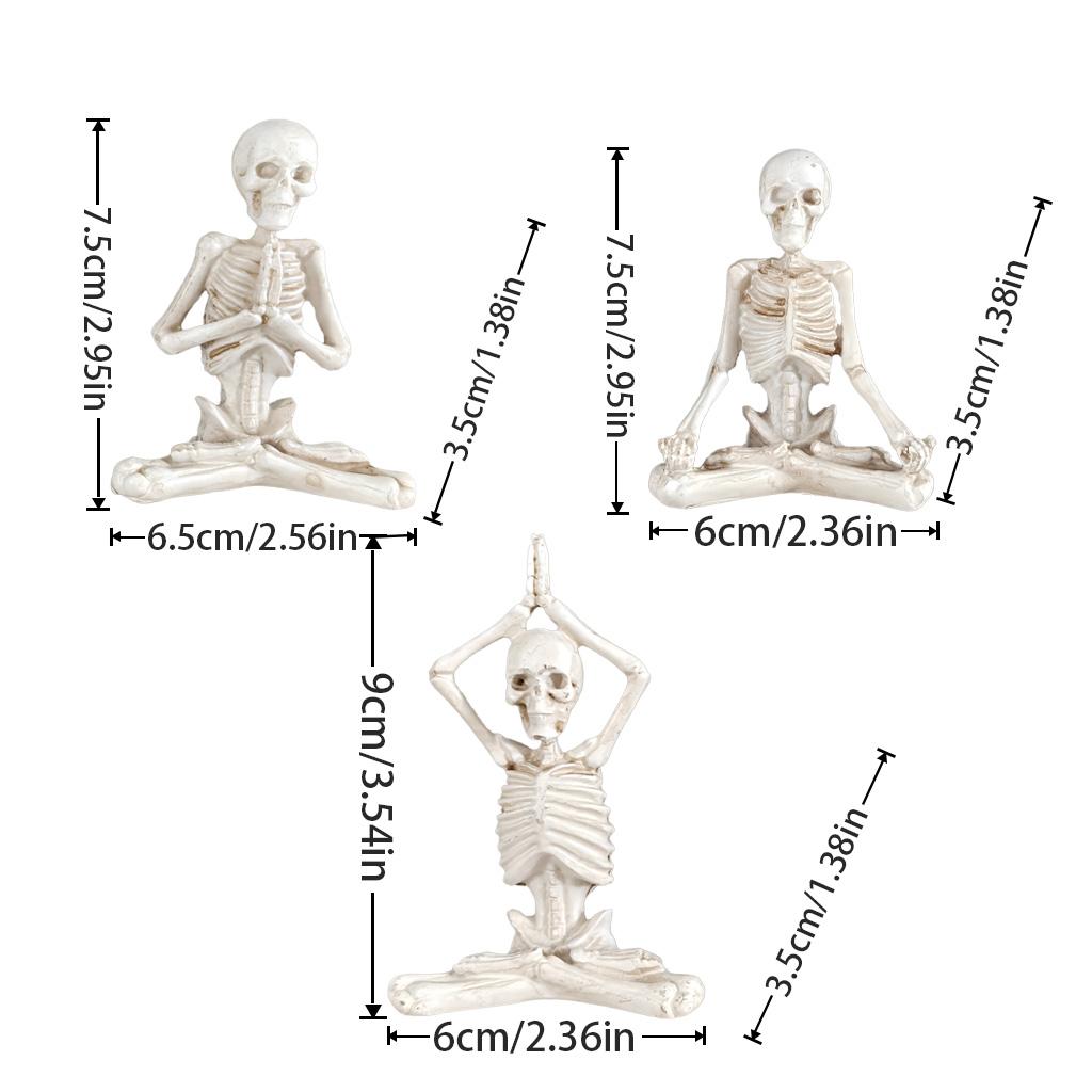 Skelett Yoga Figur Harz Meditation Statue Gotische Dekoration Zen Schädel Pose Schreibtisch Ornament Halloween Geschenk