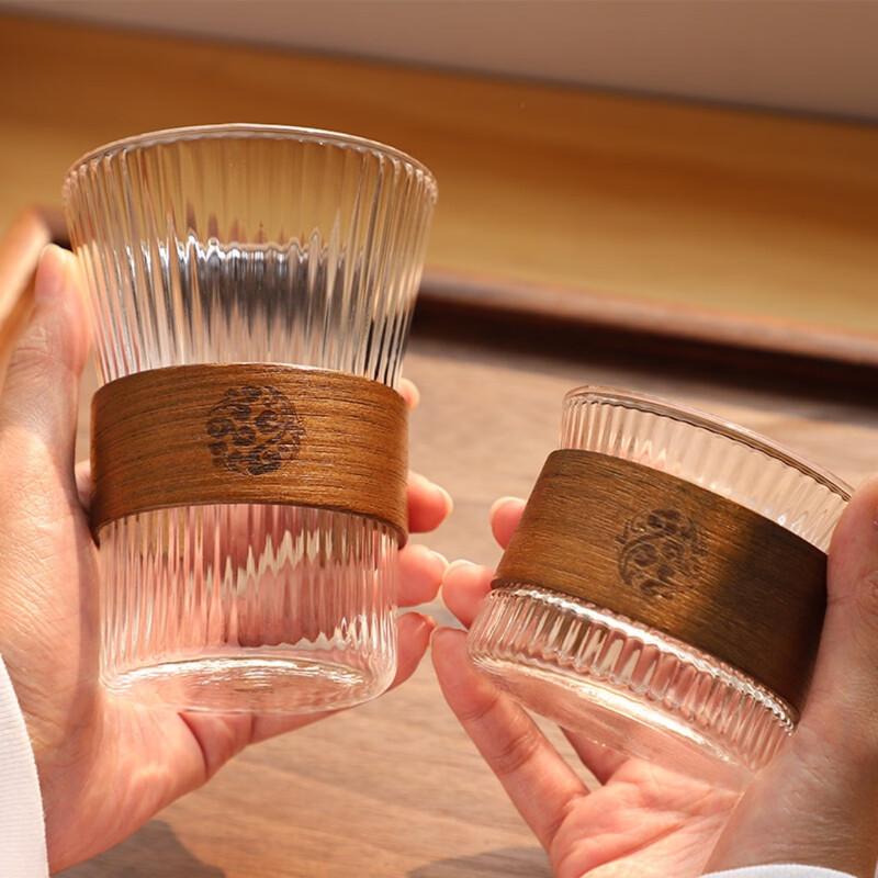 Heat-Resistant Glass Coffee & Tea Cup with Wooden Sleeve