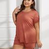 Schlafanzüge in Übergröße für Damen, Rundhalsausschnitt, kurze Ärmel, Hemd und kurze Hosen, Sommer-Pyjama-Set, übergroße Schlaf-Lounge-Wear