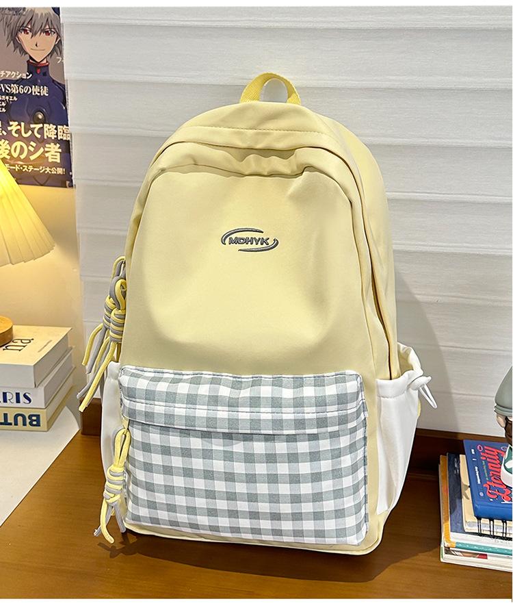 School Bag New Contrasting Color Backpack Versatile College Student Cute Fresh School Bag Light Casual Large Capacity Backpack