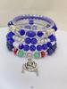Bohemian Ethnic Layered Beaded Bracelet with Rose Flower Pendant