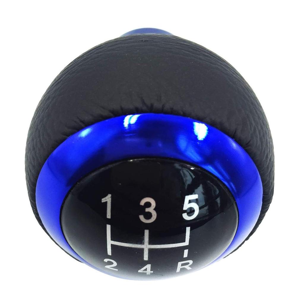 Bashineng Leather Gear Shifter Knob Head 5 Speed Stick Shift Auto Manual Truck Car Accessories Universal (Blue)