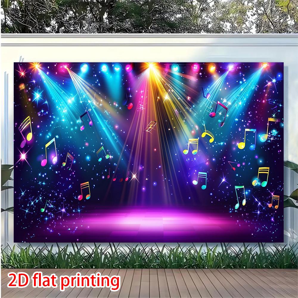 2D Flat, 2D Flat Banner, 1pc Party Backdrop Banner, Disco Music Stage Pattern Design, Suitable for Indoor/outdoor Room,yzb