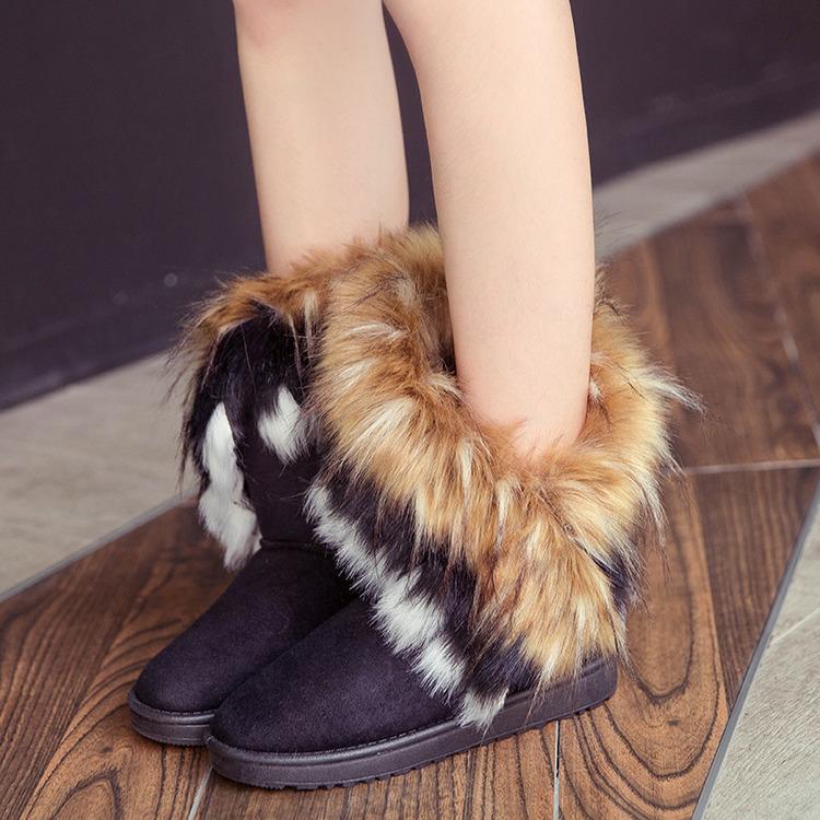 New Snow Boots Snow Boots, Imitation Fox Hair Boots, Medium Boots Boots