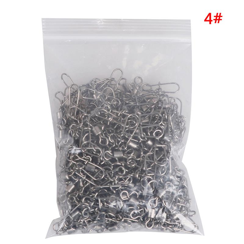 200Pcs Stainless Rolling Swivel Nice Snap Lure Connector Fishing Swivels Snap