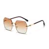 Premium Sunglasses Women'S Sunglasses Frameless Trimmed Trendy Anti-Ultraviolet And Thin Sunshade Big Face Small Face Glasses