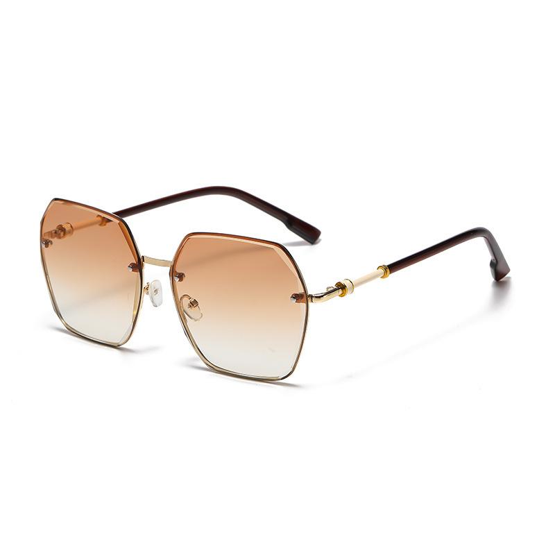 Premium Sunglasses Women'S Sunglasses Frameless Trimmed Trendy Anti-Ultraviolet And Thin Sunshade Big Face Small Face Glasses