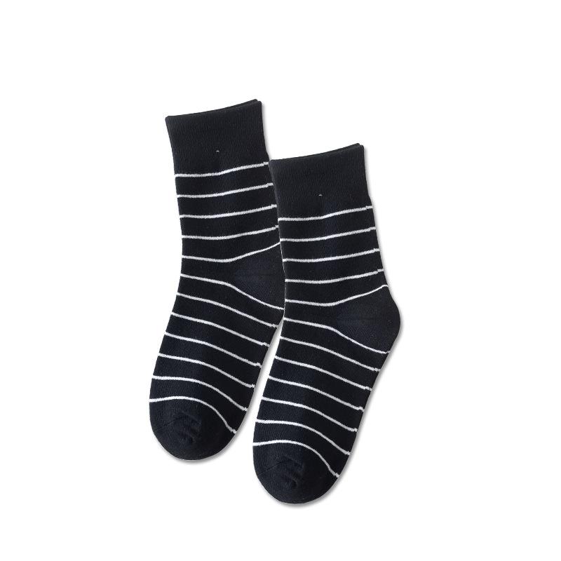 Damskie Wiosenne i Jesienne Nowe Klasyczne Paski Styl College Oddychające Bawełniane Skarpety