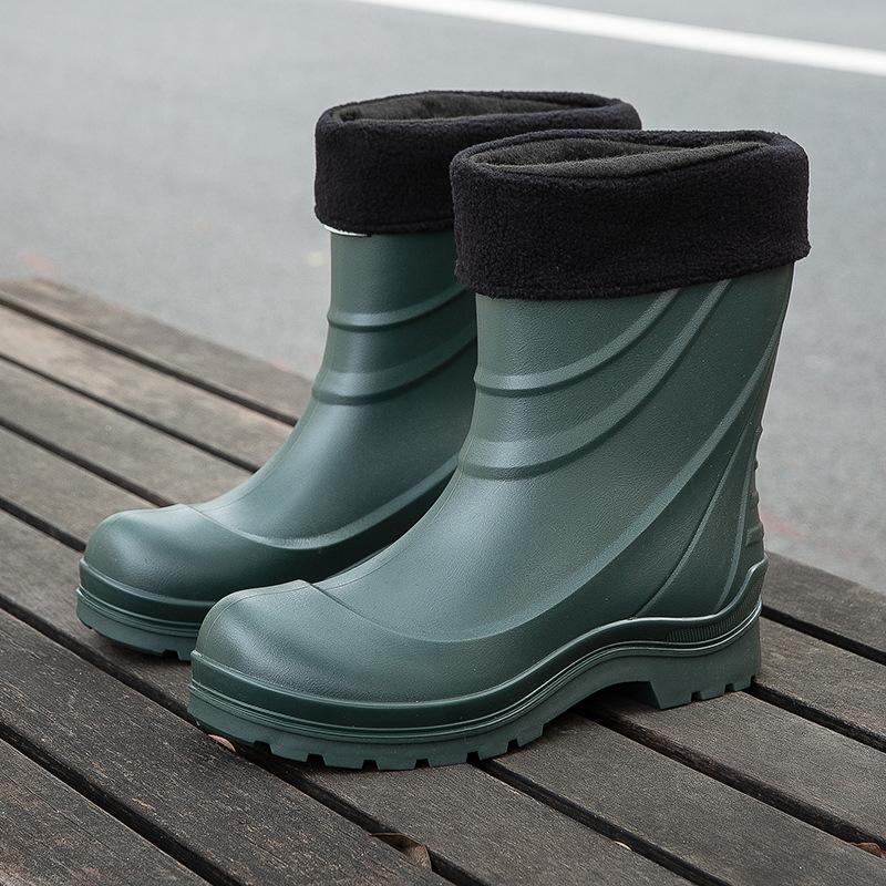 Fashion Bundle Rain Shoes New Short Tube Non-slip Medium Tube Rain Shoes Short Water Shoes Velvet Outdoor Work Rubber Shoes Batch