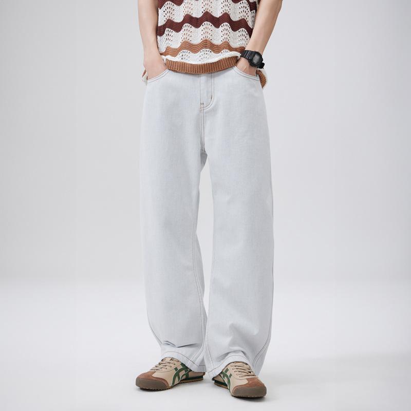 

Новые весенние американские брюки-палаццо с широкими штанинами и саблевидным кроем, мужские прямые свободные повседневные брюки 2XL белый