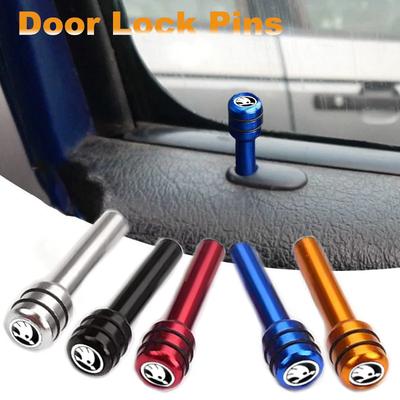 DYZ5 Car Logo for Scala Vision Octavia Citigo Superb Fabia 1 2 Kamiq Kodiaq Karoq Yeti Rapid Security Door Pin Lock Knod Cover