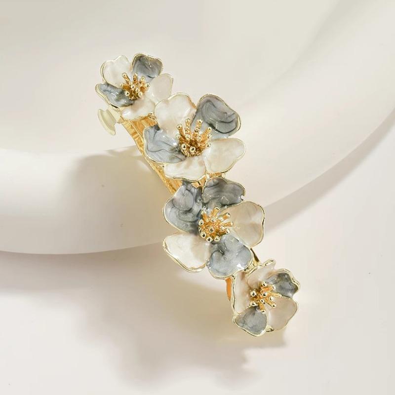 Exquisite Design Sense Flower Vertical Hair Clip, Women's Flower One-line Clip, Elegant Hair Clip At The Back of The Head
