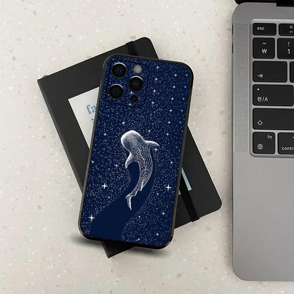 

Чехол для телефона с рисунком кита, морского животного, для Apple iPhone 15,14,13,12,11,Pro,X,XS,Max,XR,Plus,Mini, Мягкий черный чехол iPhone15