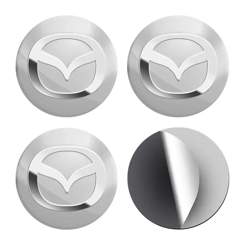 2025 Hot 4Pcs 56mm Car Emblem Logo Wheel Hub Cap Metal Stickers Accessories For Mazda 3 6 Atenza Axela Demio CX3 CX5 MP MS RX8 C