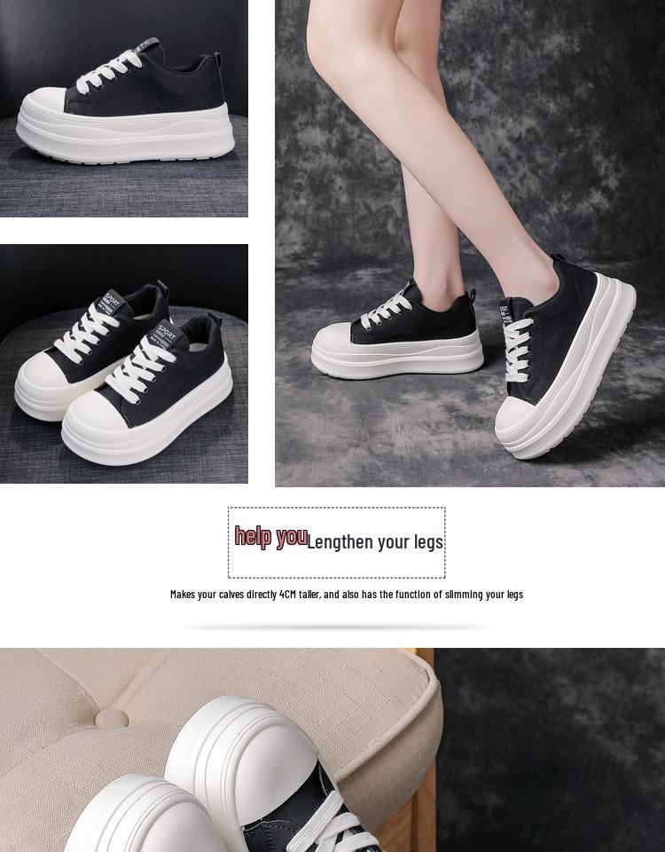 2026 Trendy Leather Platform Women's Shoes - Lightweight, Versatile, Casual, Height-Enhancing, Soft Sole for Spring & Autumn
