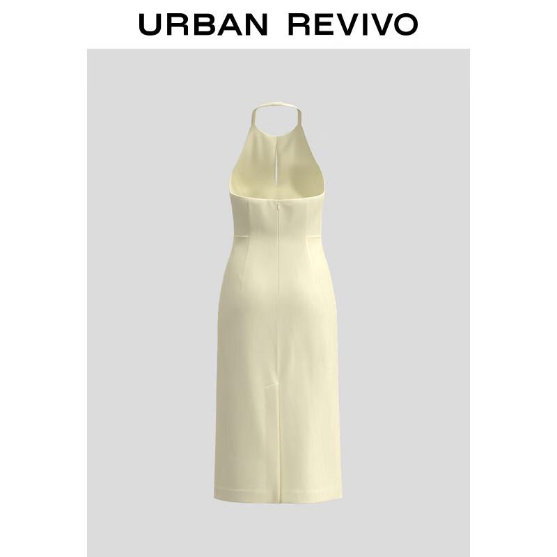 

UR 2025 Весеннее платье без рукавов с бантом и вырезом халтер L