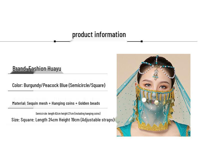 Halloween Belly Dance Beaded Scarf Veil for Women - Ancient Hanfu Style