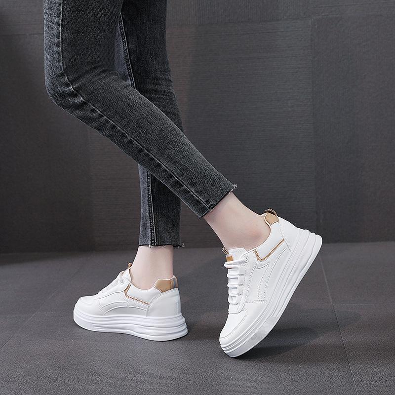 Inner Heightened White Shoes for Women In Autumn New Women's Shoes Thick Sole Mesh Breathable and Versatile Thin