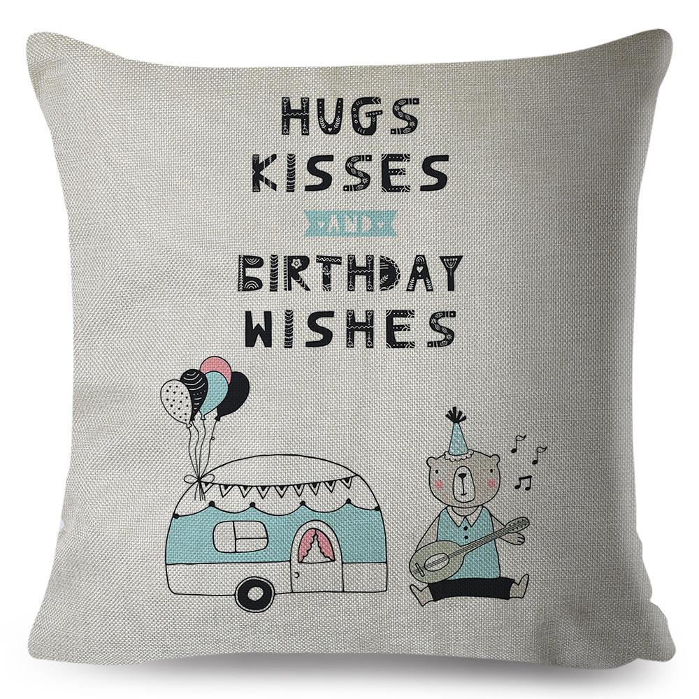 Playful Graphic Design Pillow xcm Stylized Animal Character Decorative Typography Motif Neutral Tone Woven Fabric Decor 40x40cm