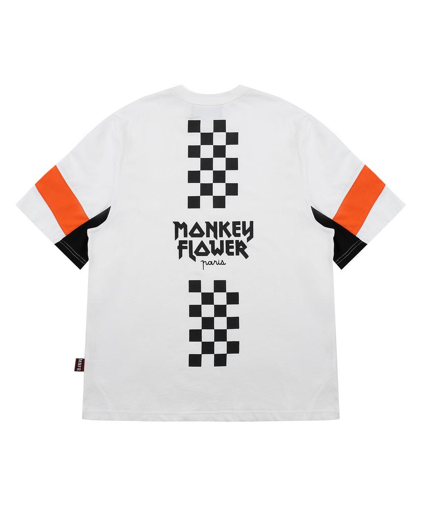 Monkey Flower Unisex Color Block Sleeve Regular Fit Short Sleeve T-Shirt/Mm1Wts01U Black