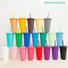 Reusable With Straws Lid Cold Drink Tumbler Flash Powder Water Bottle Plastic Drinkware Tumblers Straw Drinking Cup