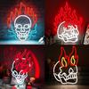 Skull Fire Neon Walls Decorated with Dimmable Halloween LED,USB-powered Men Cave Bar Club Game Room Halloween Party Decorations