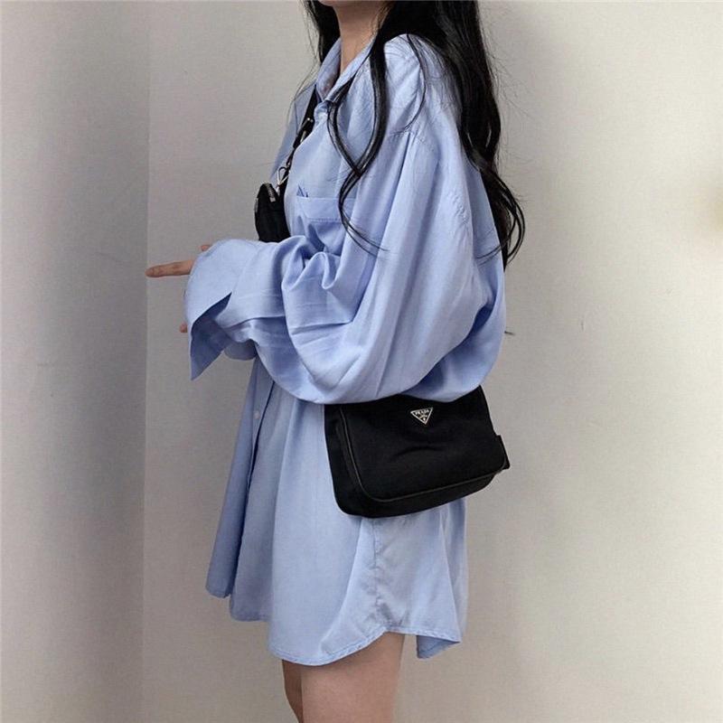 Long Sleeve Button Down Lapel Collar Blouse Top Women Lightweight Work Office Shirts for Women Solid Color Loose Top