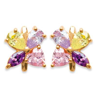 [D7356] - Gold-plated 'Honeysuckle' Rose Mauve Earrings - 11x12 Mm