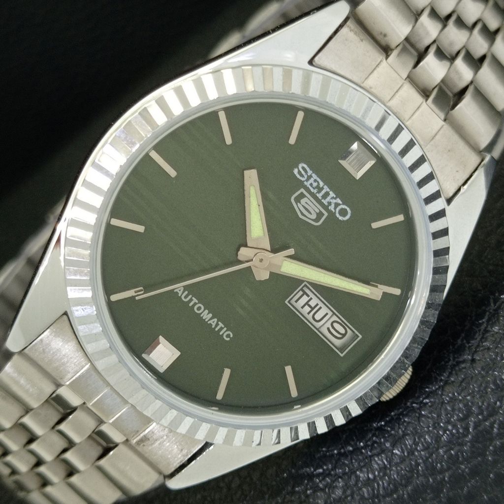 REFURBISHED VINTAGE SEIKO 5 AUTOMATIC 6309A JAPAN MENS GREEN WATCH a701714-5 R206c-a701714