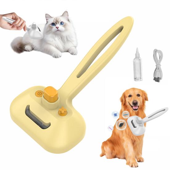 Pet Steam Brush 3-in-1 Cat Self-Cleaning Grooming Comb with Mist Spray Rechargeable