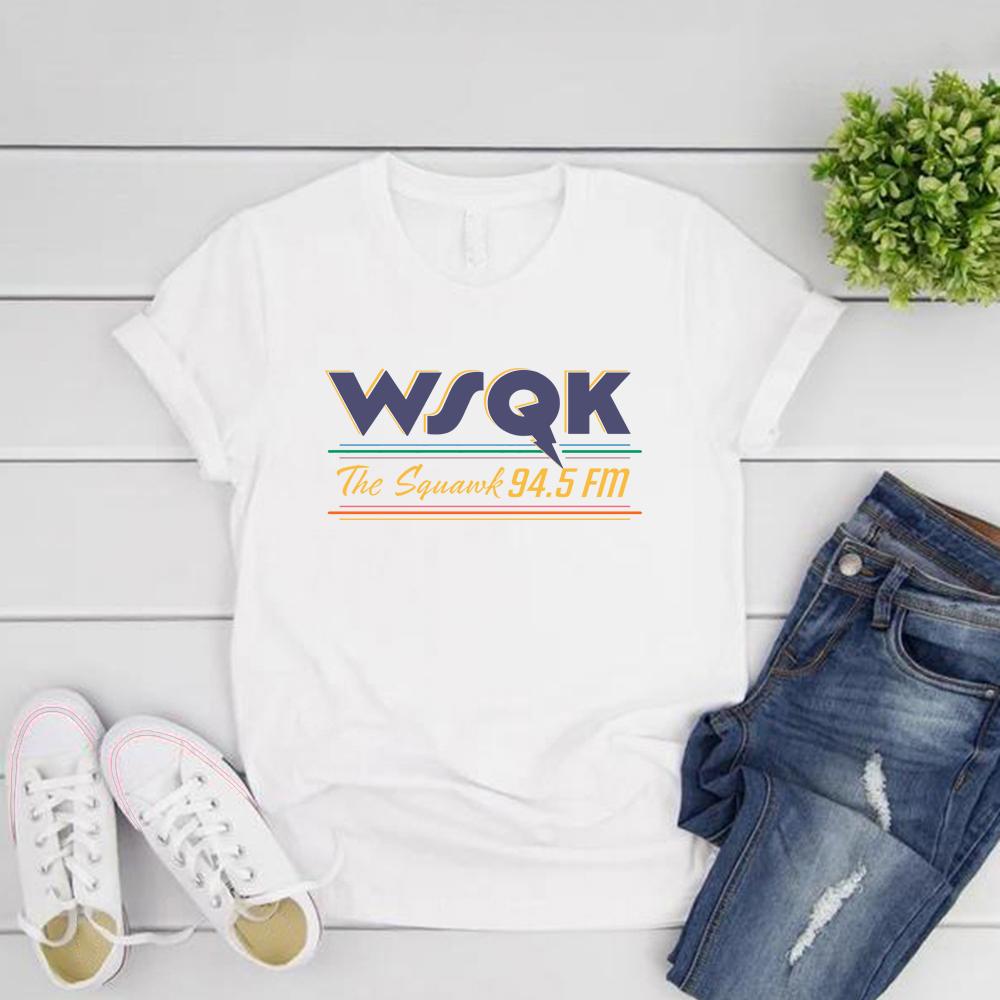 WSQK The Squawk 94.5 FM Radio Tričko Pánské Dámské Trička s Krátkým Rukávem Vintage Grafická Trička Retro Streetwear Topy Wsqk Merch