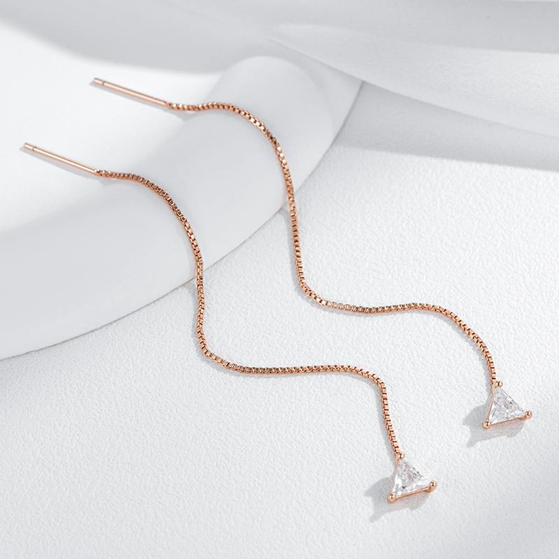 Shiny Natural Zircon Ear Wire Earrings For Women Luxury  Rose Gold Color Modern Wedding Party Daily Fine Jewelry