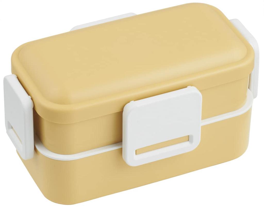 Skater Softly Serving Dome-Shaped Lid, Two-Tier Bento Box, 600ml, Dull Yellow, Made In Japan, PFLW4AG-A