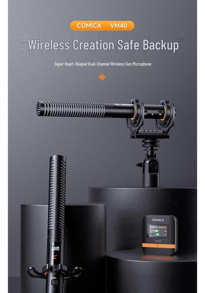 COMICA VM40 Wireless Microphone for Camera and Live Broadcast with Internal Recording Shotgun Audio.