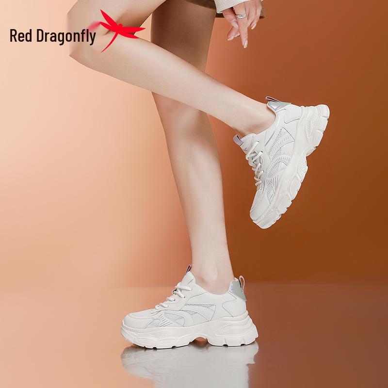 Red Dragonfly Women's Thick Sole Height Increasing Dad Shoes for Autumn/Winter - Casual Sports Style for Students