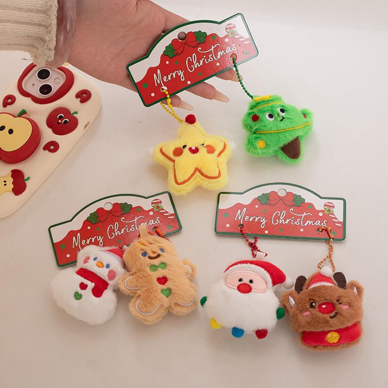 2pcs Christmas Series Plush Toy A Pair of Santa Claus,Snowmam Magnetic Plush Pendant Keychain Couple Bag Christmas Tree Decor