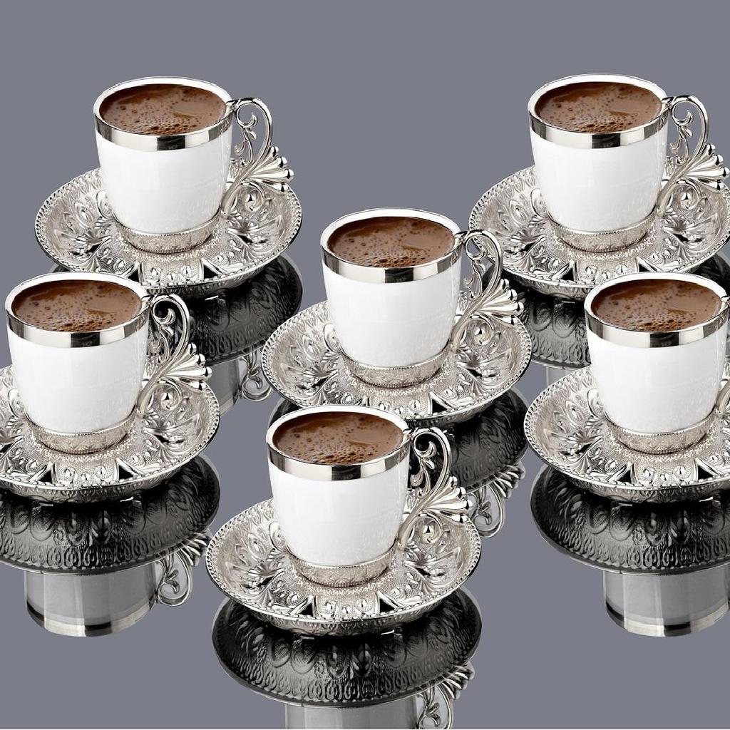 Sada šálků na kávu pro 6 osob - Skládá se z 12 kusů. Arabská, turecká sada šálků kávy